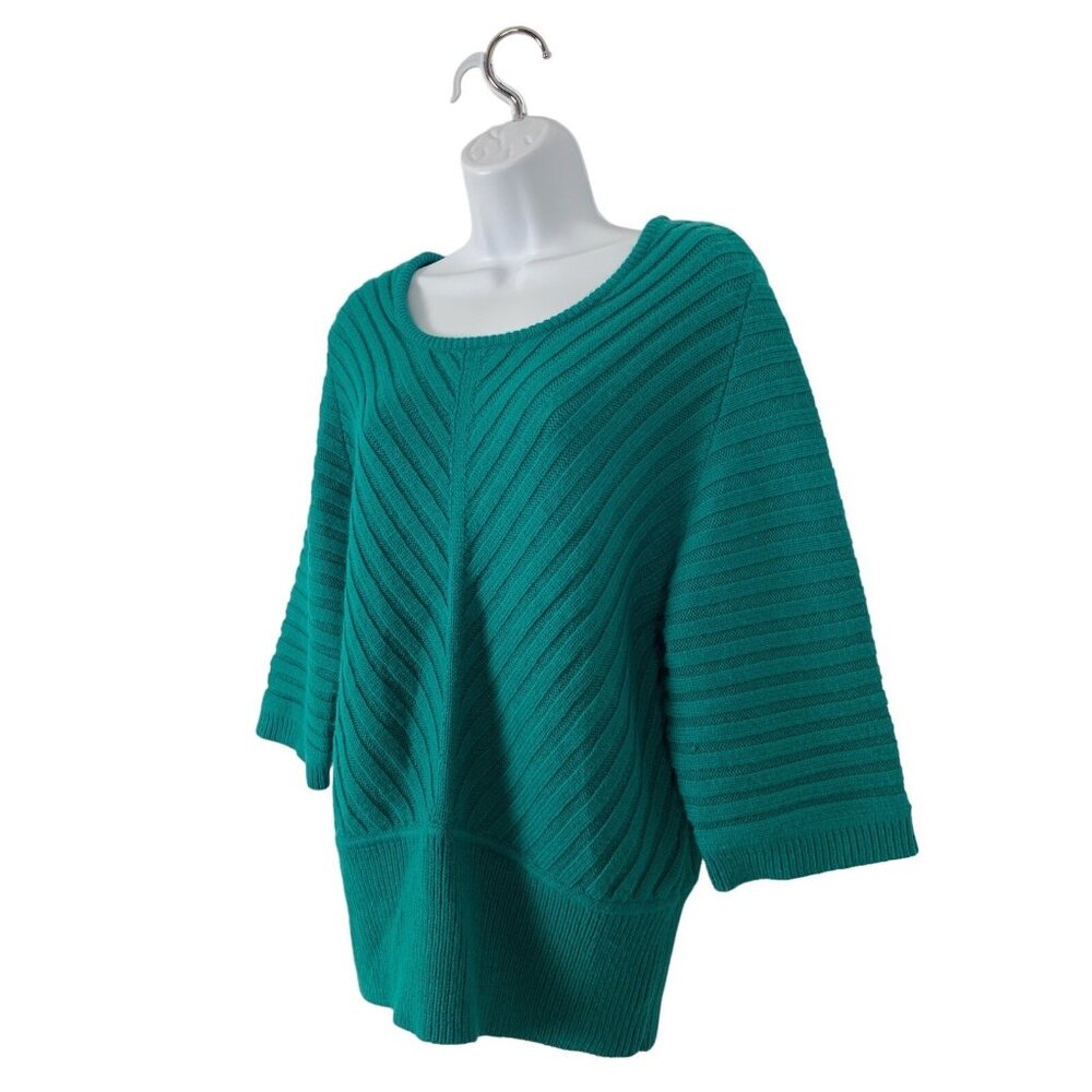 Ana A New Approach Womens Ribbed Knit Sweater Teal Size Large - Picture 4 of 11